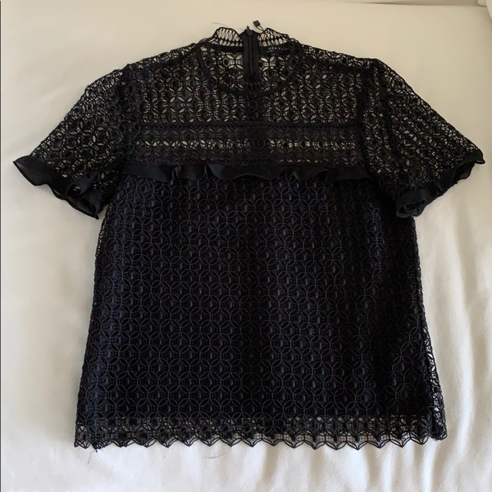 Zara Black Lace High Neck Top